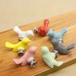 Boutons de placard en cramique pour enfants, mignons oiseaux, pour commode, tiroir, placard, rose, vert, ...