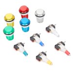 Bouton poussoir de jeu d'arcade de 32mm, 5 couleurs, lumire led, auto - rinitialisation, bricolage, ...