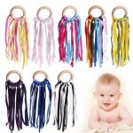 Bracelet anneau de dentition en bois naturel fait a la main, ruban en bois naturel, jouet a m�cher pour ...