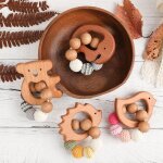Bracelet en bois de htre pour bb, 1 pice, anneau de dentition, koala, elphant, pandent, perles en ...