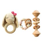 Bracelet en bois pour nouveau - n�, 3 pi�ces, crochet lapin, musique, cloche de lit, jouet de dentition, ...
