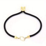 Bracelet en corde noire avec perles et lettres pour femme, bijoux classiques simples, dcoration de main, ...