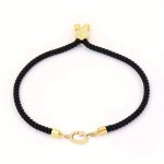 Bracelet en corde noire avec perles et lettres pour femme, bijoux classiques simples, dcoration de main, ...