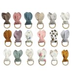 Bracelet de dentition en bois pour b�b�, jouet a main, en coton doux, mignon, oreilles de lapin, jouet ...