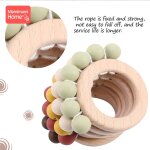 Bracelet de dentition en bois pour b�b�, perle de qualit� alimentaire, silicone, anneaux de rongeur vierges, ...