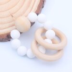 Bracelets de dentition en silicone pour bébé, hochets en bois, jouets, cadeau Bracelets de dentition en silicone pour bébé, hochets en bois, jouets, cadeau
