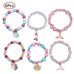 Bracelet de perles de dessin anim animal mignon pour enfants, 6 pices, pendentif sirne, bijoux pour ...