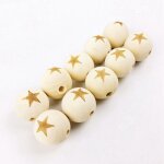 Bracelet en perles etoiles grav�es en bois pour b�b�, 10 pi�ces, 20mm, nature inachev�e, accessoires ...