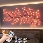 Branches de fleurs de cerisier led - 180 cm - 96 led - décoration murale - en rotin blanc chaud avec ... Branches de fleurs de cerisier led - 180 cm - 96 led - décoration murale - en rotin blanc chaud avec ...