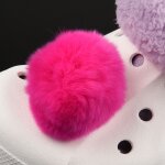 Breloques de chaussures moelleuses avec pompon en fourrure vritable, boule en peluche multicolore, dcoration ...