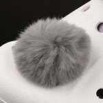 Breloques de chaussures moelleuses avec pompon en fourrure vritable, boule en peluche multicolore, dcoration ...