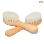 Brosse en bois et laine naturelle, soins pour b�b�, peigne pour enfants, brosse a cheveux pour nouveau ...