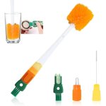 Brosse bouteille, tte de brosse 5 en 1, ecouvillon biberon, manche long brosse biberon, brosse a biberon ...