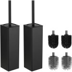 Brosse wc noir, 2 paquets brosse toilettes wc metal incluant 4 ttes de brosse, balai wc carr autoportant ...