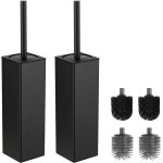 Brosse wc noir mat, 2 paquets brosse toilettes wc metal incluant 4 ttes de brosse, balai wc carr autoportant ...