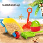 Brouette de plage pour enfants, 6 pices, jouets de sable pour la construction de chteau de sable, moules, ...