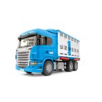 Bruder camion btaillre scania r - srie bleu et blanc, avec animal