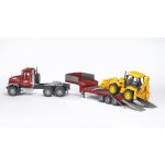 Bruder camion de transport mack avec tractopelle jcb 4cx