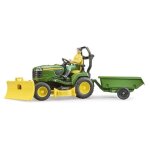 Bruder coffret bworld john deere tracteur a gazon avec remorque, jardinier