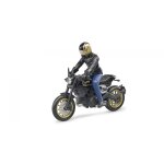 Bruder moto scrambler ducati cafe racer noire et dor�e, avec motard