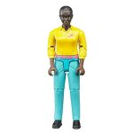 Bruder woman dark skin toy figure with turquoise jeans