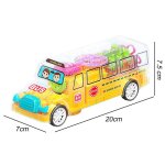 Bus electrique transparent, engrenage m�canique rotatif, robot avec lumi�re musicale, jouet m�canique ...