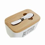 Butter dish dkd home decor bamboo porcelain 16, 5 x 10 x 8 cm