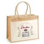 Cabas jute avec poche doudou la plus belle sac de shopping et courses r�utilisable cadeau f�te des m�res ...