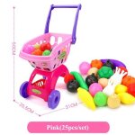 Caddie de courses en plastique pour enfants, 25 pices, jouets de simulation, panier de cuisine en plastique, ...