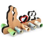 Cadeau d'anniversaire en bois - cadeau d'argent combin� avec un couple et un verre a vin - d�coration ...