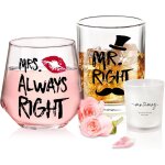 Cadeaux d'anniversaire de mariage pour couple, cadeaux de fiançailles mr right mrs. always right, verres ... Cadeaux d'anniversaire de mariage pour couple, cadeaux de fiançailles mr right mrs. always right, verres ...