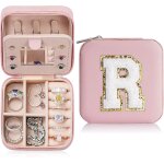 Cadeaux pour filles - bote a bijoux de voyage avec lettres blanches l - petite bote a bijoux - cadeau ...