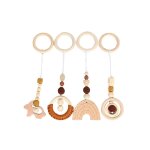 Cadre de gymnastique en bois de h�tre pour enfants, 4 pi�ces, suspension pour poussette, pendentifs, ...