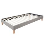 Cadre de lit simple 90 x 200 gris sommier lattes Cadre de lit simple 90 x 200 gris sommier lattes