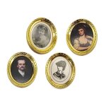Cadre de portrait en mtal dor, 4 pices, peinture a l'huile, meubles de maison de poupe miniatures ...