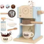 Cafetire en bois, 9 pices machine a caf en bois pour enfants, jouets de jeu de rle barista avec moulin, ...