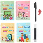 Cahier de frottement pour enfants, 4 livres anglais, cahier de pratique magique, cahier d'ecriture, jouets ...