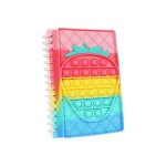 Cahier a5 - pop it fraise arc - en - ciel - 50 pages lign�es - couverture silicone antistress - enfant ...