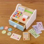 Caisse enregistreuse en bois pour enfant, jouet educatif, maison, caisse enregistreuse, nouveaut�