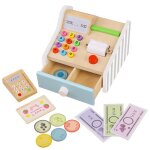 Caisse enregistreuse de supermarch en bois pour enfants, maison de jeux, jouets educatifs