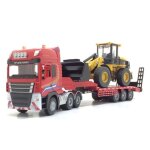 Camion - remorque a plateau 1:50, jouet en alliage, pelleteuse a roulettes, chargeur, modle de voiture, ...