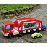 Camion tracteur remorque pour bbs et tout - petits, porte - voiture en bois, jouets a double etage, ...