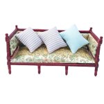 Canap� r�tro avec 3 oreillers, sc�ne de vie, salon, maison de poup�e, ornements miniatures