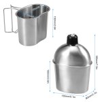 Cantine militaire portative d'acier inoxydable avec l'ensemble de tasse pour le camping en plein air ... Cantine militaire portative d'acier inoxydable avec l'ensemble de tasse pour le camping en plein air ...