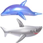 Cap - lot de 2 animaux aquatiques gonflables, requin gonflable et dauphin bleu, jouet requin gonflable, ...