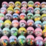 Capsules en plastique siamois macaron 47mm x 55mm, 5 pices, boules de jouet avec diffrents jouets, ...