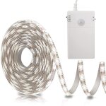 Capteur de mouvement a bande led a piles, 2m 60 led batterie de capteur de mouvement a bande lumineuse ...