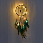 Capteur de r�ves led fait a la main, plumes, veilleuse murale suspendue, d�coration de chambre a coucher ...