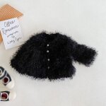 Cardigan en laine pour fille corenne, manteau en peluche, style etranger, haut noir