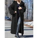 Cardigan a manches longues pour femme, couleur unie, en tricot tress, a capuche, grande taille